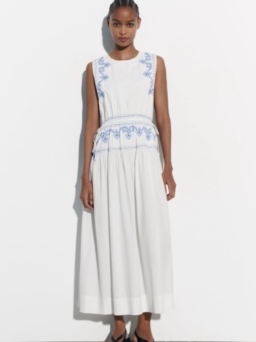 ZARA White Embroidered Dress